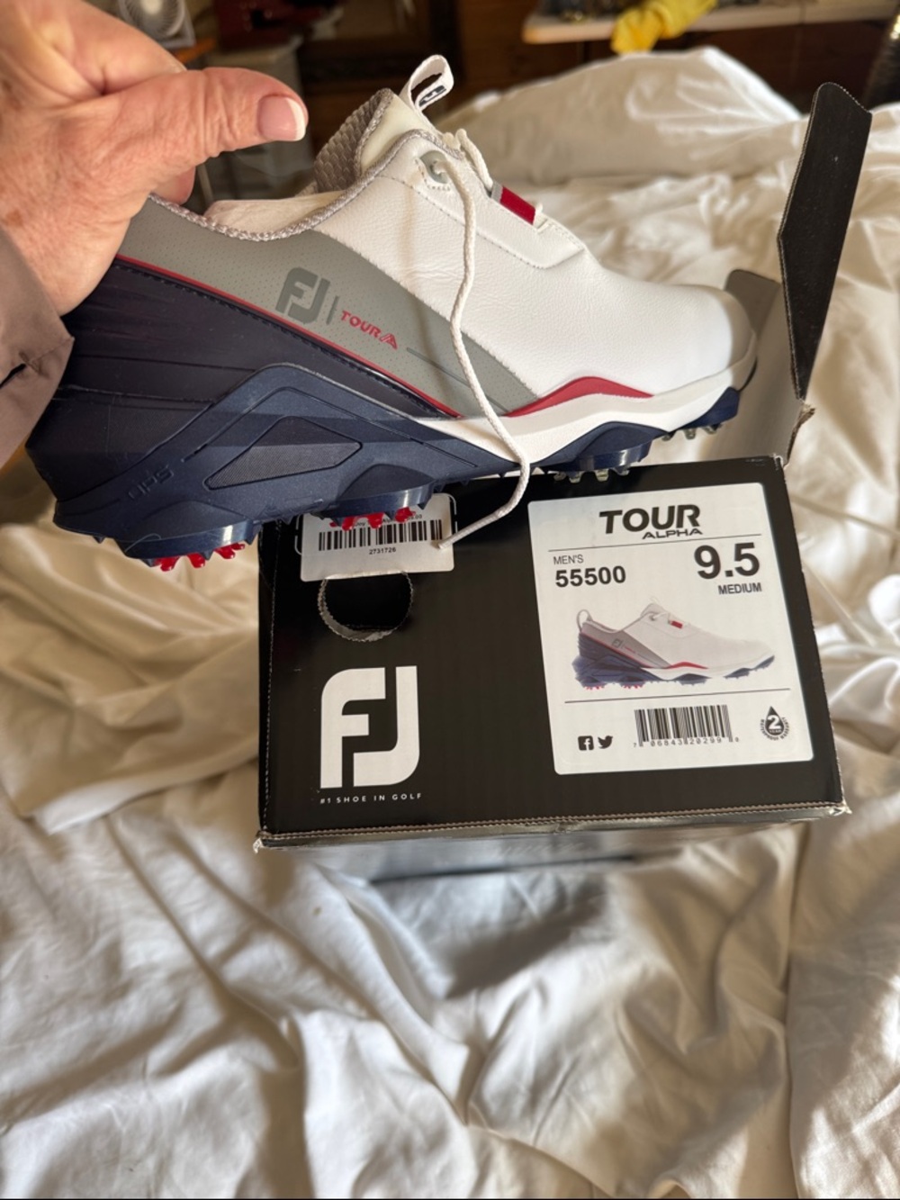 FootJoy Athletic Golf Shoes in White, Gray & Blue